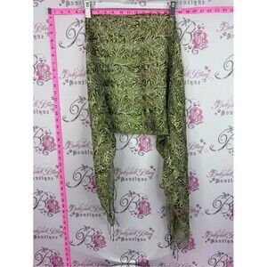 Scarf tassle Lightweight Olive Green Leaf Print Scarf - Women Accessories